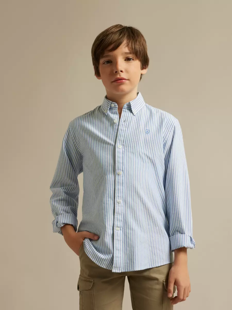 Camisa Oxford Stripes Kids Azul Niño Álvaro Moreno Camisas