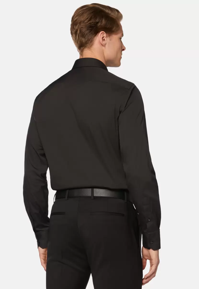 Camisas De Vestir Hombre Camisa Negra De Algodón Elástico Corte Slim Complejidad Boggi Milano - 2