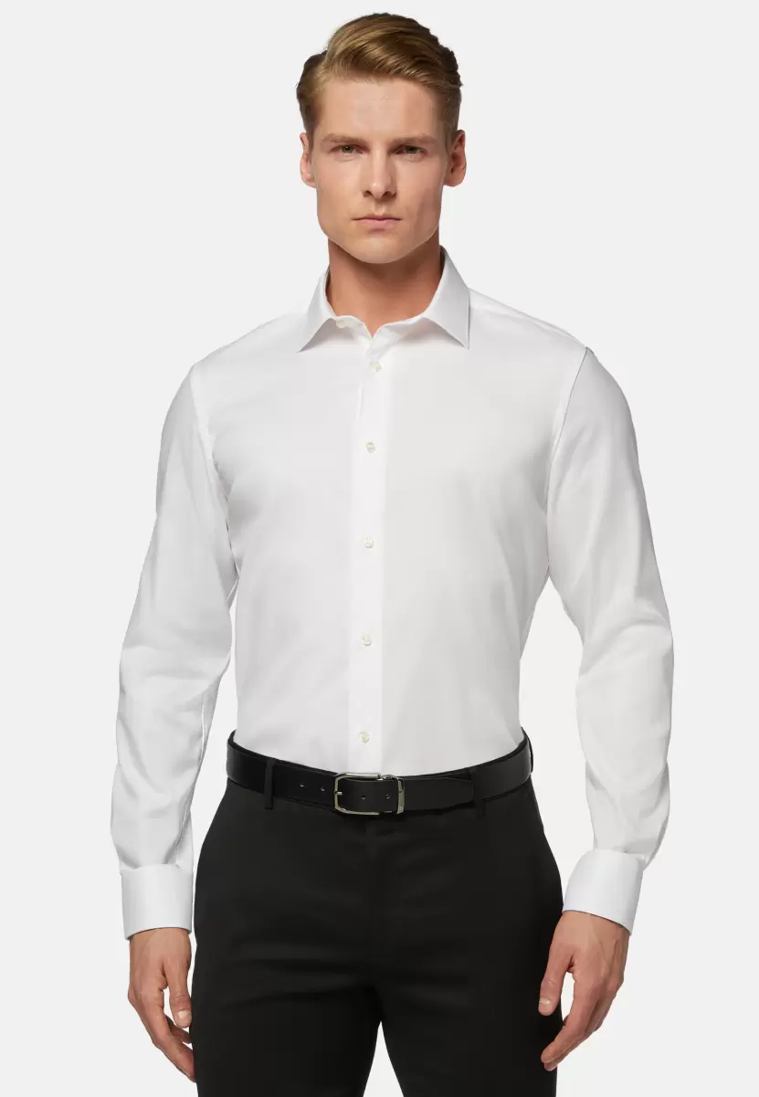 Boggi Milano Camisa Blanca De Pin Point De Algodón Slim Fit Hombre Camisas De Vestir Descuento - 1
