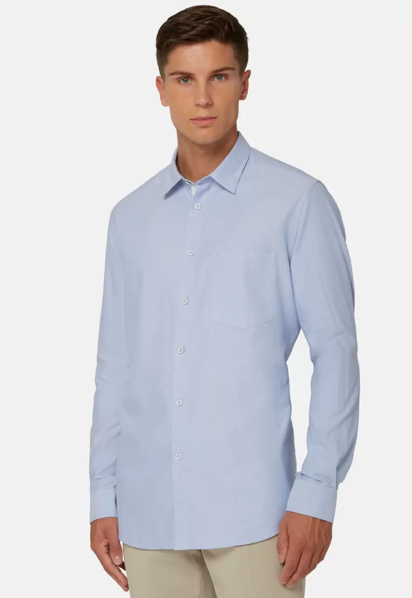 Hombre Camisas Casual Camisa Celeste De Algodón Oxford Corte Regular Boggi Milano Venta - 1