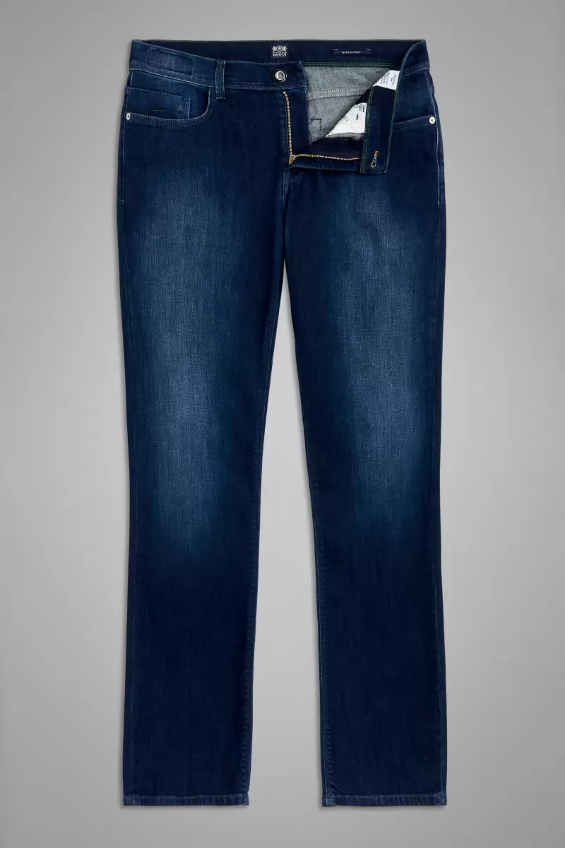Boggi Milano Vaqueros De Denim Elastificado Azul Medio Jeans Novedad Hombre - 3