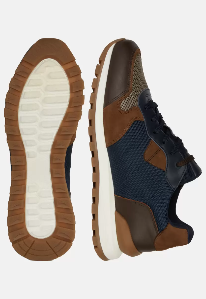 Comprar Zapatillas Azul Marino De Piel Y Tejido Técnico Hombre Sneakers Boggi Milano - 3